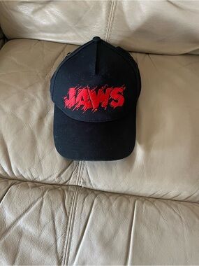 Black Baseball Cap with Red JAWS Graphic